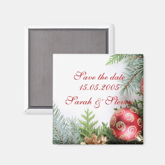 Luxe Elegante Kerstwinter Bewaar de datum Magneet (Voorkant / Achterkant)