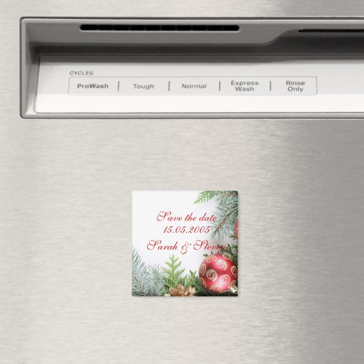 Luxe Elegante Kerstwinter Bewaar de datum Magneet (Insitu (Vaatwasser))