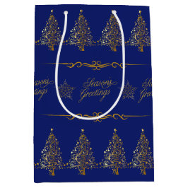 Luxe Elegante Koninklijk Blauwe Gouden Kerstboom Medium Cadeauzakje