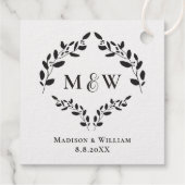 Luxe Elegante Krans Monogram Goud Bruiloft Bedankjes Labels (Achterkant)