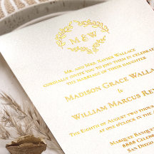 Luxe Elegante Krans Monogram Wit Goud Bruiloft