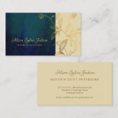 Luxe elegante marine goud custom interieur ontwerp visitekaartje (Voorkant / Achterkant)