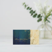 Luxe elegante marine goud custom interieur ontwerp visitekaartje (Staand voorkant)