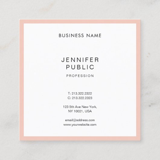 Luxe elegante, moderne, eenvoudige, aantrekkelijke vierkante visitekaartje (Achterkant)