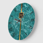 Luxe Elegante Moderne Zwarte Gouden Marmer Grote Klok (Hoek)