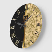 Luxe Elegante Moderne Zwarte Gouden Marmer Grote Klok (Hoek)