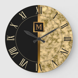 Luxe Elegante Moderne Zwarte Gouden Marmer Grote Klok
