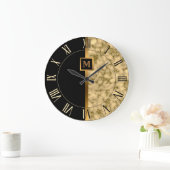 Luxe Elegante Moderne Zwarte Gouden Marmer Grote Klok (Huis)