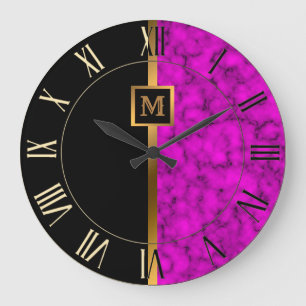 Luxe Elegante Moderne Zwarte Gouden Marmer Grote Klok