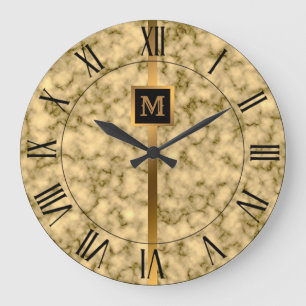 Luxe Elegante Moderne Zwarte Gouden Marmer Grote Klok
