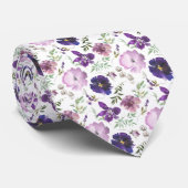 Luxe Elegante Paarse Bloemen Bloemstuk Heren Das (Opgerold)