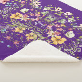 Luxe Elegante Paarse Bloemen Sherpa Deken (3/4)