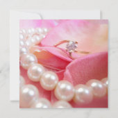 Luxe Elegante Parels Bruiloft Ring Douche Invite Kaart (Achterkant)