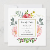 Luxe Elegante Pioenbloemen Met Goud Save The Date (Voorkant)