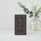 Luxe Elegante Professionele Initiaal Espresso Visitekaartje (Staand voorkant)