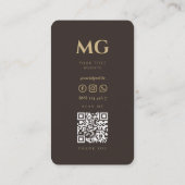 Luxe Elegante Professionele Initiaal Espresso Visitekaartje (Achterkant)