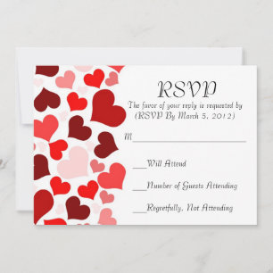 Luxe Elegante Red Hearts RSVP-kaart Kaart