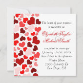 Luxe Elegante Rode Harten Bruiloft Uitnodigen Kaart (Voorkant)