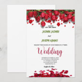 Luxe Elegante Rode Rozen Huwelijk Kaart (Voorkant / Achterkant)