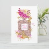 Luxe elegante roze glitter parfume 1 kaart (Staand voorkant)