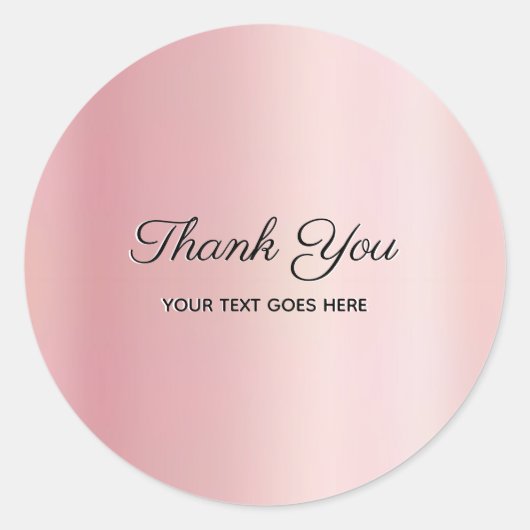 Luxe Elegante Roze Goud Aangepaste Tekst Dank Je Ronde Sticker (Voorkant)