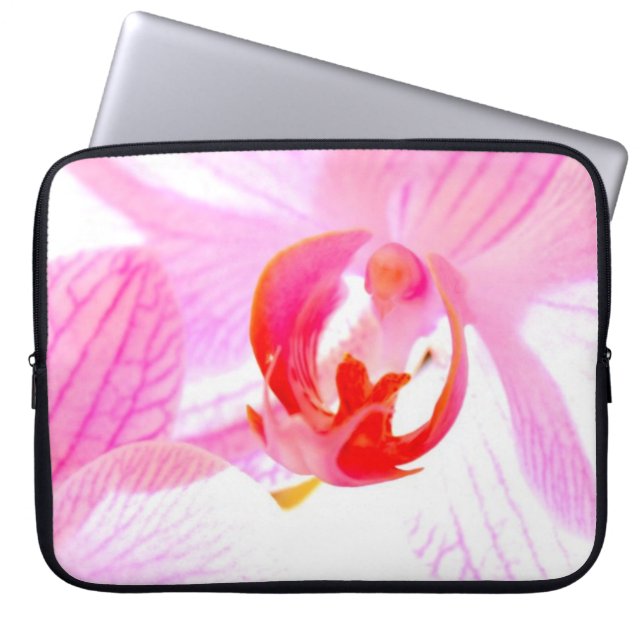 Luxe Elegante Roze Orchid Laptop Sleeve (Voorkant)
