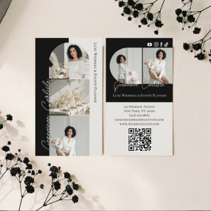Luxe Elegante Trouw Evenementen Planner Zwarte QR  Visitekaartje