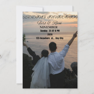 Luxe Elegante Trouwuitnodiging – Klassiek Romantis Kaart