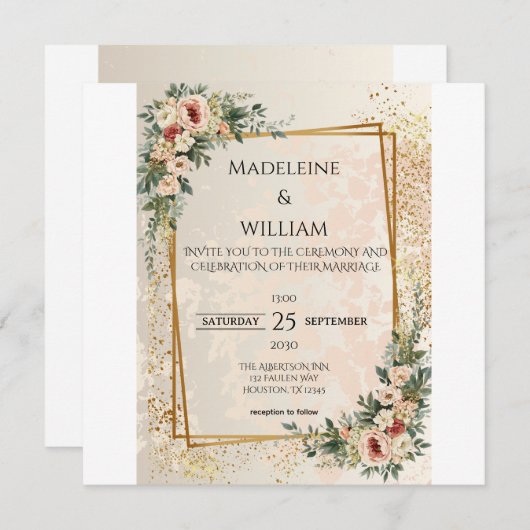 Luxe Elegante Tuin Bloemen Huwelijk Save The Date (Voorkant / Achterkant)