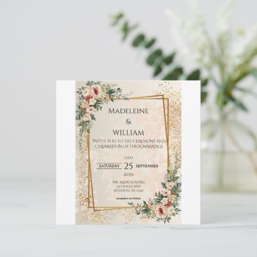 Luxe Elegante Tuin Bloemen Huwelijk Save The Date (Staand voorkant)