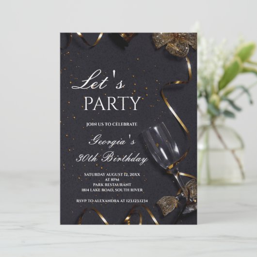 Luxe elegante uitnodiging voor een verjaardagsfees (Staand voorkant)