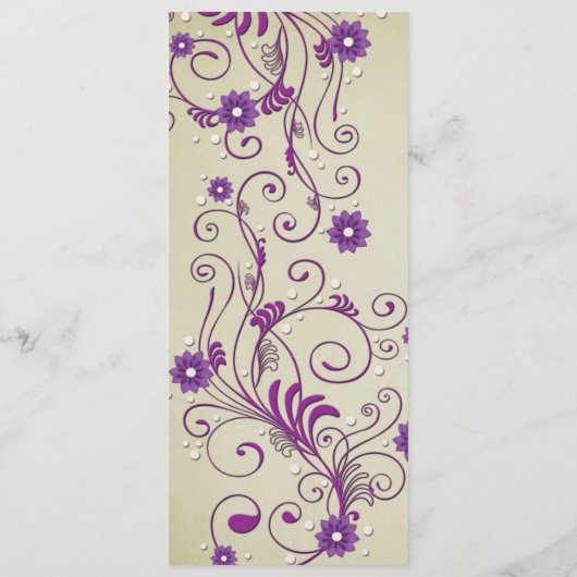 Luxe Elegante  wervelingen Bloemenbruiloft Menu (Achterkant)