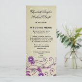 Luxe Elegante  wervelingen Bloemenbruiloft Menu (Staand voorkant)