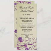 Luxe Elegante  wervelingen Bloemenbruiloft Menu (Voorkant / Achterkant)