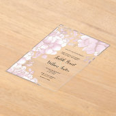 Luxe elegante wit goud roze bloemen bruiloft acryl uitnodigingen (Laagn)