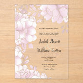 Luxe elegante wit goud roze bloemen bruiloft acryl uitnodigingen (Voorkant)