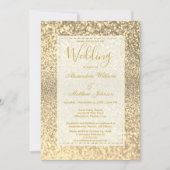 Luxe elegante witgouden glitter Bruiloft Kaart (Voorkant)