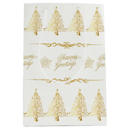 Luxe Elegante Witte Gouden Kerstboom Medium Cadeauzakje
