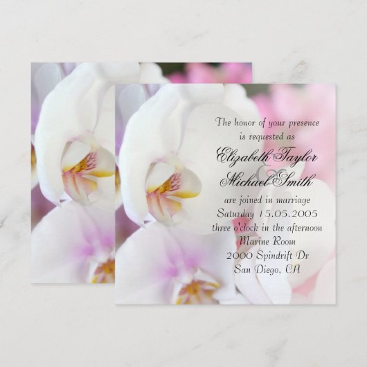 Luxe Elegante Witte Orchidee Bruiloft Uitnodigen Kaart (Voorkant / Achterkant)