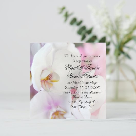 Luxe Elegante Witte Orchidee Bruiloft Uitnodigen Kaart (Staand voorkant)