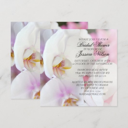 Luxe Elegante Witte Orchidee uitnodigen Kaart (Voorkant / Achterkant)