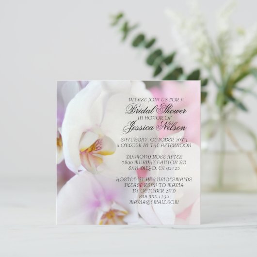 Luxe Elegante Witte Orchidee uitnodigen Kaart (Staand voorkant)