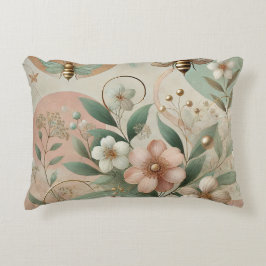 Luxe elegante Zachte Pastel Bloemen met Bijen Accent Kussen
