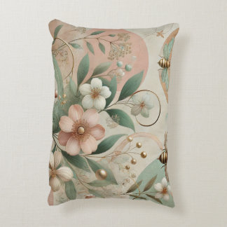 Luxe elegante Zachte Pastel Bloemen met Bijen Accent Kussen