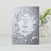 Luxe elegante zilveren glinsterende verlovingspart kaart (Staand voorkant)