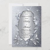 Luxe Elegante Zilveren Glitter Verlovingsfeest Kaart (Achterkant)