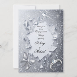 Luxe Elegante Zilveren Glitter Verlovingsfeest Kaart