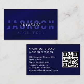 Luxe elegante zwart blauw professioneel Architect Visitekaartje