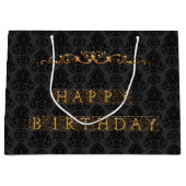 Luxe, elegante zwart en goud Happy Birthday Groot Cadeauzakje (Voorkant)