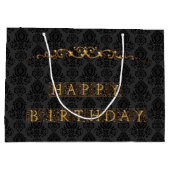 Luxe, elegante zwart en goud Happy Birthday Groot Cadeauzakje (Achterkant)